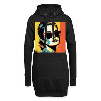 Pop Art Cool Femme - Sweat-shirt à capuche long Femme - noir - Devant