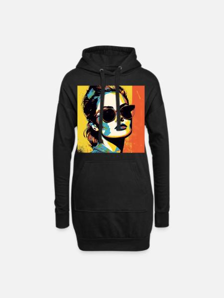 Pop Art Coole Frau - Hoodie-Kleid - Schwarz