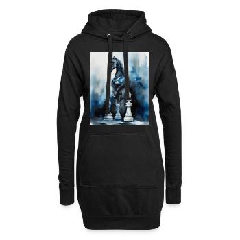 Blue Chess Knight a pris vie - Sweat-shirt à capuche long Femme - noir - Devant