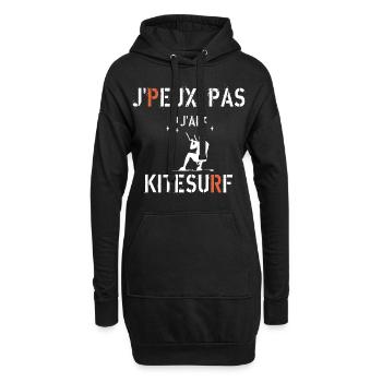 Je peux pas j ai kitesurf - Sweat-shirt à capuche long Femme - noir - Devant