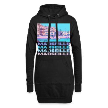 Marseille - Sweat-shirt à capuche long Femme - noir - Devant