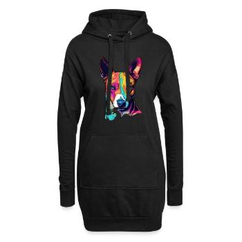 Bunter Basenji-Hund - Hoodie-Kleid - Schwarz - Vorne