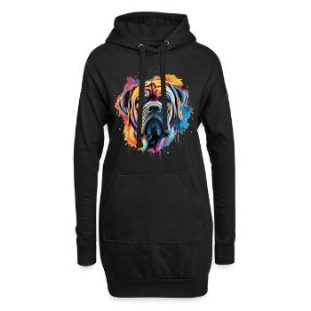 Chien Mastiff coloré - Sweat-shirt à capuche long Femme - noir - Devant