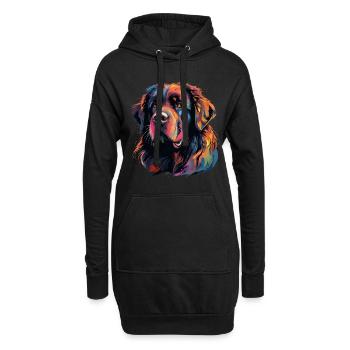 Bunter Neufundländer - Hoodie-Kleid - Schwarz - Vorne