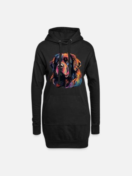 Colorful Newfoundland dog - Hoodie Dress - black