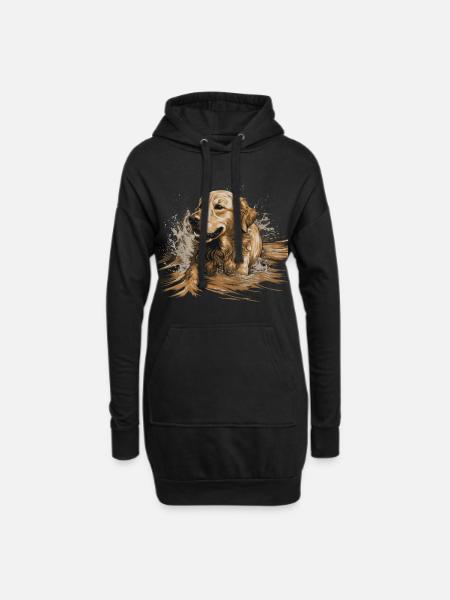 Golden-Retriever Dock-Tauchen ins Wasser - Hoodie-Kleid - Schwarz