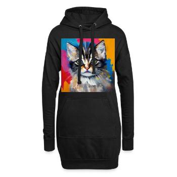 Cute Kitty - Hoodie Dress - black - Front