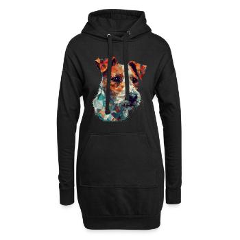 Buntes Russel-Terrier-Kunstdesign - Hoodie-Kleid - Schwarz - Vorne