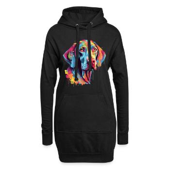 Bunter Weimaraner - Hoodie-Kleid - Schwarz - Vorne