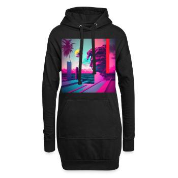 Eine Vaporwave Erkundung von Nostalgie & Ästhetik - Hoodie-Kleid - Schwarz - Vorne
