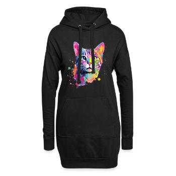 Chat américain coloré à poil court - Sweat-shirt à capuche long Femme - noir - Devant
