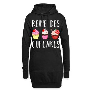 Reine des cupcakes cadeau pâtisserie patissière - Sweat-shirt à capuche long Femme - noir - Devant