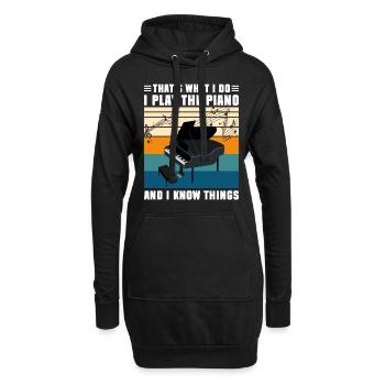 École de piano à queue de musique - Sweat-shirt à capuche long Femme - noir - Devant
