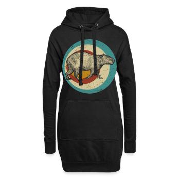Capybara Wasserschwein retro Nagetier Tier lustig - Hoodie-Kleid - Schwarz - Vorne
