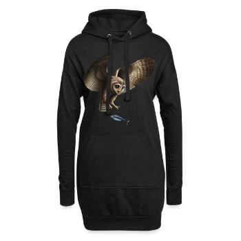The fish-catching owl - Hoodie Dress - black - Front