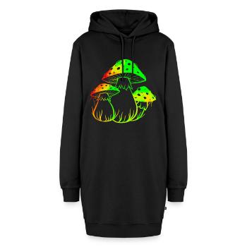 Neon-Pilze - Hoodie-Kleid - Schwarz - Vorne - AI Model Female 172 light (172cm)