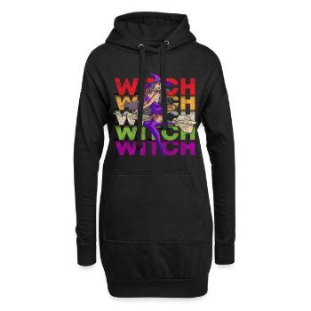 Hexen Hexenbesen Halloween - Hoodie-Kleid - Schwarz - Vorne