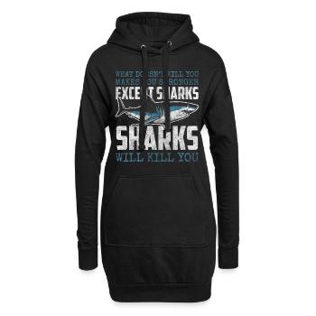 Dents de pêcheur sous-marin de requin - Sweat-shirt à capuche long Femme - noir - Devant
