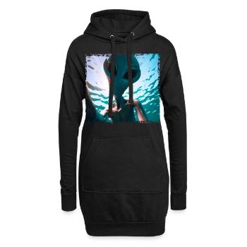 Alien Selfie - Unterwasserabenteuer - Hoodie-Kleid - Schwarz - Vorne