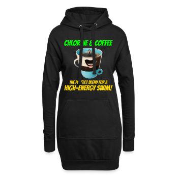 Chlor und Kaffee: Schwimmer Schwimmen Schwimmen - Hoodie-Kleid - Schwarz - Vorne