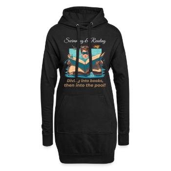 Natation et lecture Nageur Lecteur Amoureux du livre - Sweat-shirt à capuche long Femme - noir - Devant