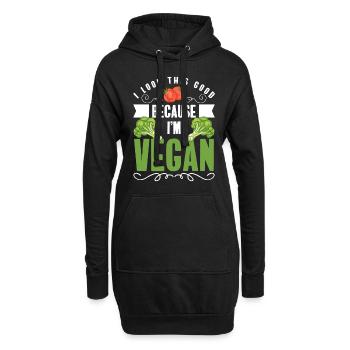 Veganismus Veggie Ernährung Bio - Hoodie-Kleid - Schwarz - Vorne