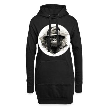 Singe sérieux #2 - Sweat-shirt à capuche long Femme - noir - Devant