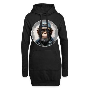 Singe sérieux #12 - Sweat-shirt à capuche long Femme - noir - Devant