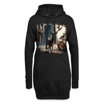 Post Apocalypse Cerf - Sweat-shirt à capuche long Femme - noir - Devant