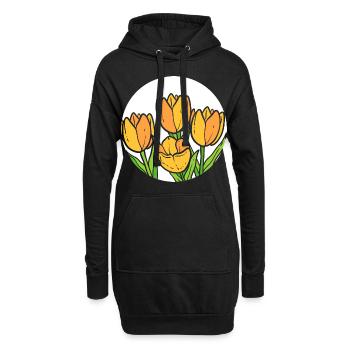 Gelbe Tulpen Florist - Hoodie-Kleid - Schwarz - Vorne