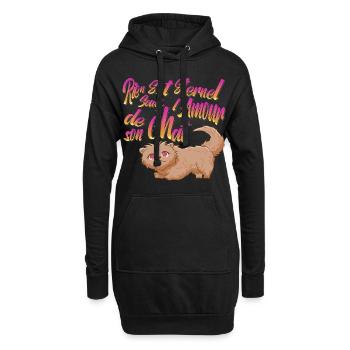 Miaouh Rien est éternel sauf l'amour de son chat - Sweat-shirt à capuche long Femme - noir - Devant