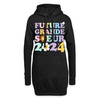 Future grande soeur 2024 bientôt grande soeur - Sweat-shirt à capuche long Femme - noir - Devant