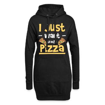 Fast Food Pizzaliebhaber Salami Käse - Hoodie-Kleid - Schwarz - Vorne