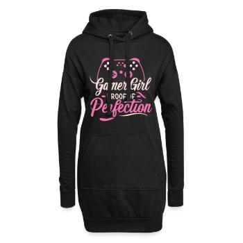 gamer girl Preuve de perfection - Sweat-shirt à capuche long Femme - noir - Devant