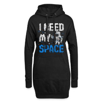 Weltraum Planeten Raumanzug Rakete - Hoodie-Kleid - Schwarz - Vorne