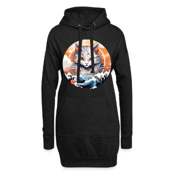 Kater aus dem Meer japanische Katze - Hoodie-Kleid - Schwarz - Vorne