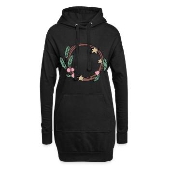 Couronne de Noël - Sweat-shirt à capuche long Femme - noir - Devant