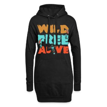 Liberté du corbeau spirituel amérindien - Sweat-shirt à capuche long Femme - noir - Devant