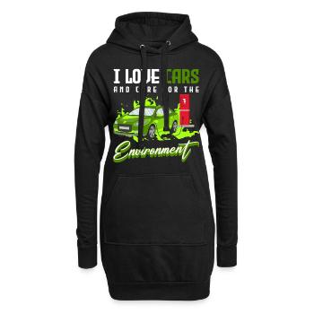 Elektroauto Umwelt Klimawandel - Hoodie-Kleid - Schwarz - Vorne