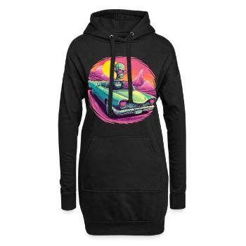 Alien Lowrider Auto Weltall Brille Sonne Wüste - Hoodie-Kleid - Schwarz - Vorne