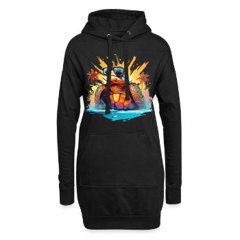 Schildkröte Sonnenbrille Sommer Strand Tier Panzer - Hoodie-Kleid - Schwarz - Vorne