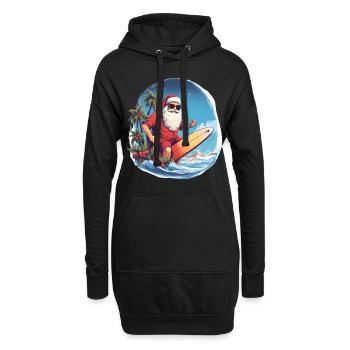 Santa oder Weihnachtsmann mit Brille am Surfen - Hoodie-Kleid - Schwarz - Vorne