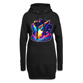 Vue de l’espace / Fusée - Sweat-shirt à capuche long Femme - noir - Devant