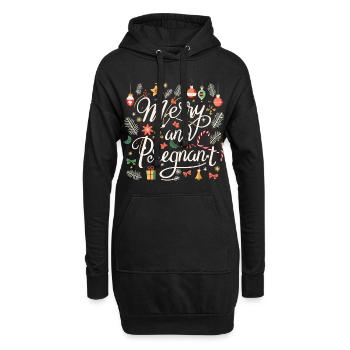 Fröhlich und schwanger an Weihnachten - Hoodie-Kleid - Schwarz - Vorne