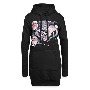 Japanese Hannya - Hoodie Dress - black - Front