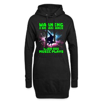80er Jahre Breakdancer Silhouette - Neon Dance Moves - Hoodie-Kleid - Schwarz - Vorne