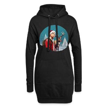 Der Rapper und die Rentiere - Hoodie-Kleid - Schwarz - Vorne