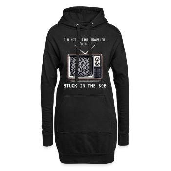 Vintage-TV-Bildschirm: Nostalgische Verbindung zu den 80er Jahren - Hoodie-Kleid - Schwarz - Vorne