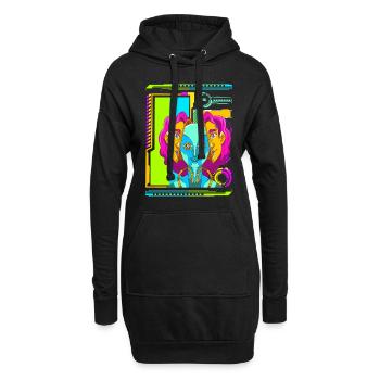 Cyberpunk Rétro Synthwave Futuriste - Sweat-shirt à capuche long Femme - noir - Devant