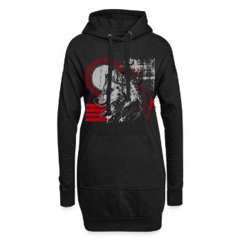 Tattoo Skull Rot Horror - Hoodie-Kleid - Schwarz - Vorne